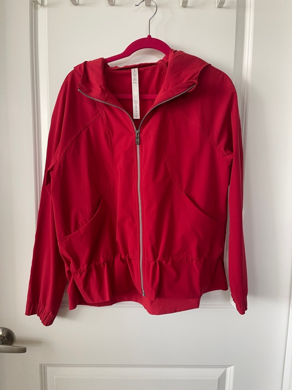 lululemon Red casual hooded  Jacket with waist drawstring
